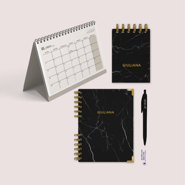 NEGRO - AGENDA + LIBRETA + CARPITA